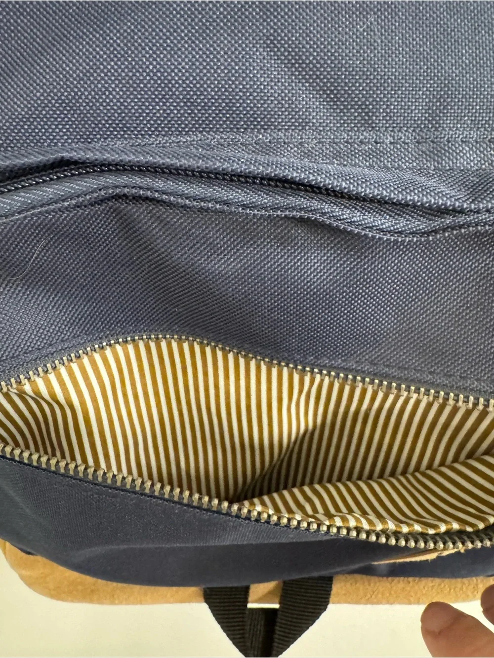 Steve Madden Navy and Tan Kids Canvas Backpack